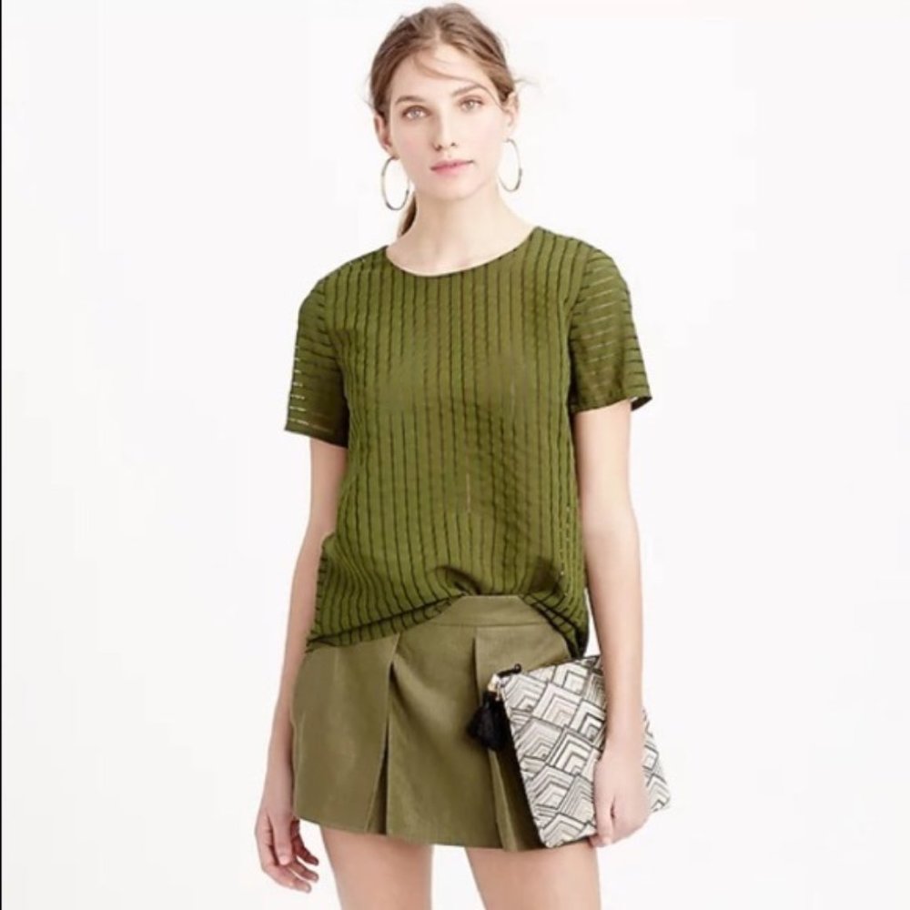 J Crew Green Linen Shorts Crossover Skort (NWT) 2